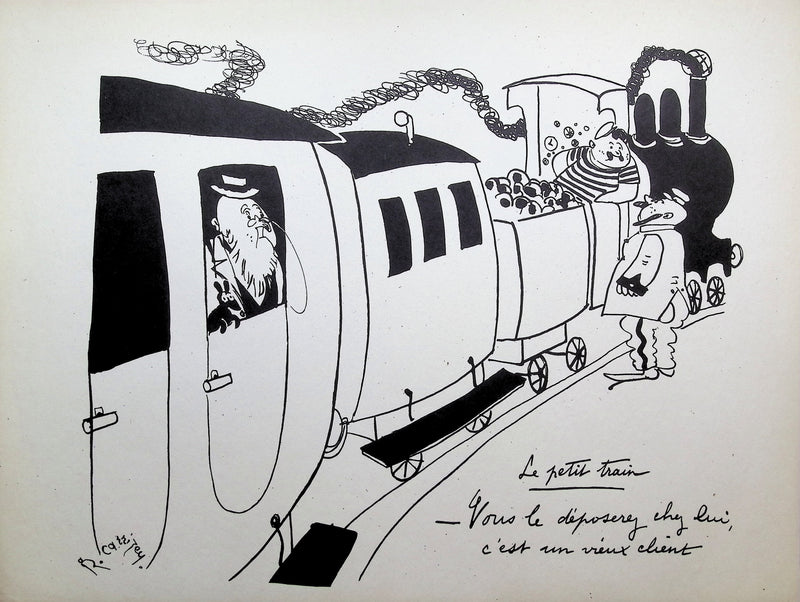 Robert CARRIZEY : Le petit train, Lithographie originale (vue générale) - Crédit photo : Galerie Art.Paris