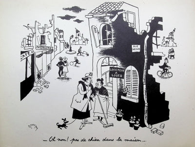 Robert CARRIZEY : Interdit aux chiens, Lithographie originale (vue générale) - Crédit photo : Galerie Art.Paris