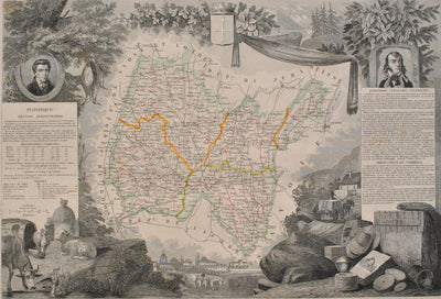 Victor LEVASSEUR : Carte ancienne de l'Ain, Gravure originale (photo de détail 2) - Crédit photo : Galerie Art.Paris