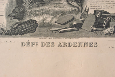 Victor LEVASSEUR : Carte ancienne des Ardennes, Gravure originale (photo de détail 3) - Crédit photo : Galerie Art.Paris