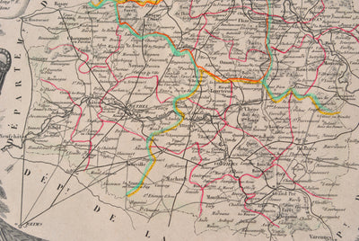 Victor LEVASSEUR : Carte ancienne des Ardennes, Gravure originale (photo de détail 7) - Crédit photo : Galerie Art.Paris