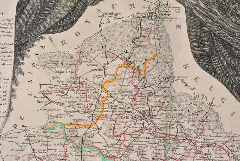 Victor LEVASSEUR : Carte ancienne des Ardennes, Gravure originale (photo de détail 8) - Crédit photo : Galerie Art.Paris