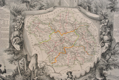 Victor LEVASSEUR : Carte ancienne de l'Aube, Gravure originale (photo de détail 8) - Crédit photo : Galerie Art.Paris