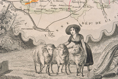 Victor LEVASSEUR : Carte ancienne de l'Aube, Gravure originale (photo de détail 10) - Crédit photo : Galerie Art.Paris