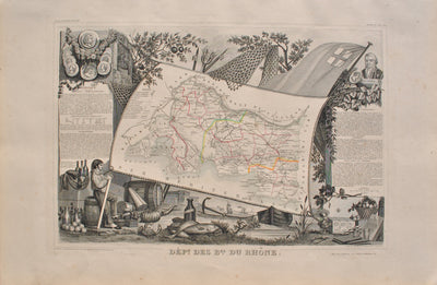 Victor LEVASSEUR : Carte ancienne des Bouches du Rhône, Gravure originale (vue générale) - Crédit photo : Galerie Art.Paris