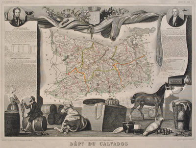 Victor LEVASSEUR : Carte ancienne du Calvados, Gravure originale (photo de détail 2) - Crédit photo : Galerie Art.Paris
