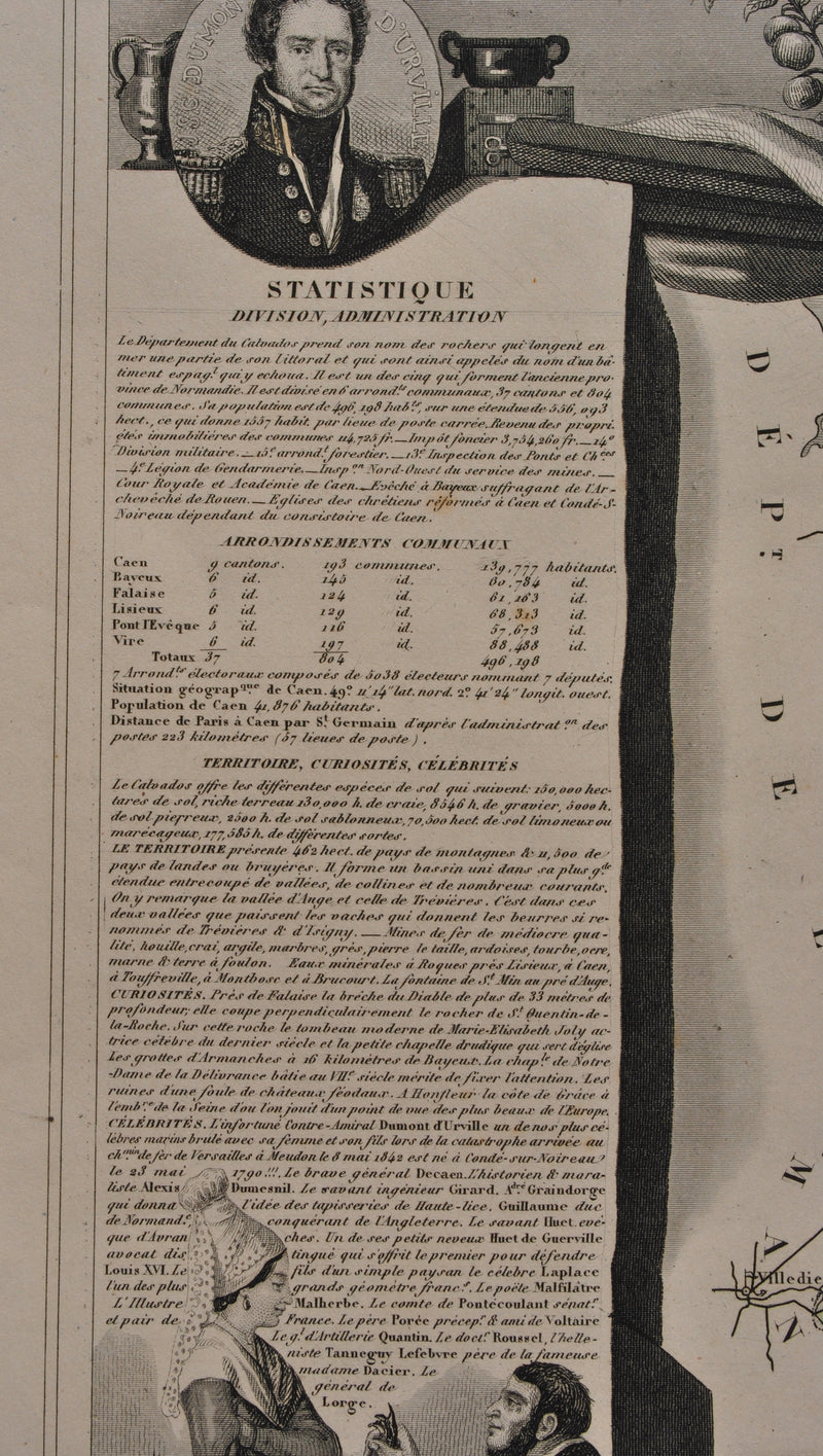 Victor LEVASSEUR : Carte ancienne du Calvados, Gravure originale (photo de détail 8) - Crédit photo : Galerie Art.Paris