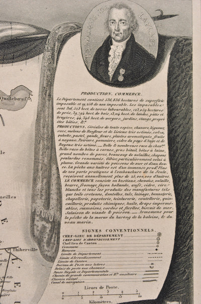 Victor LEVASSEUR : Carte ancienne du Calvados, Gravure originale (photo de détail 9) - Crédit photo : Galerie Art.Paris