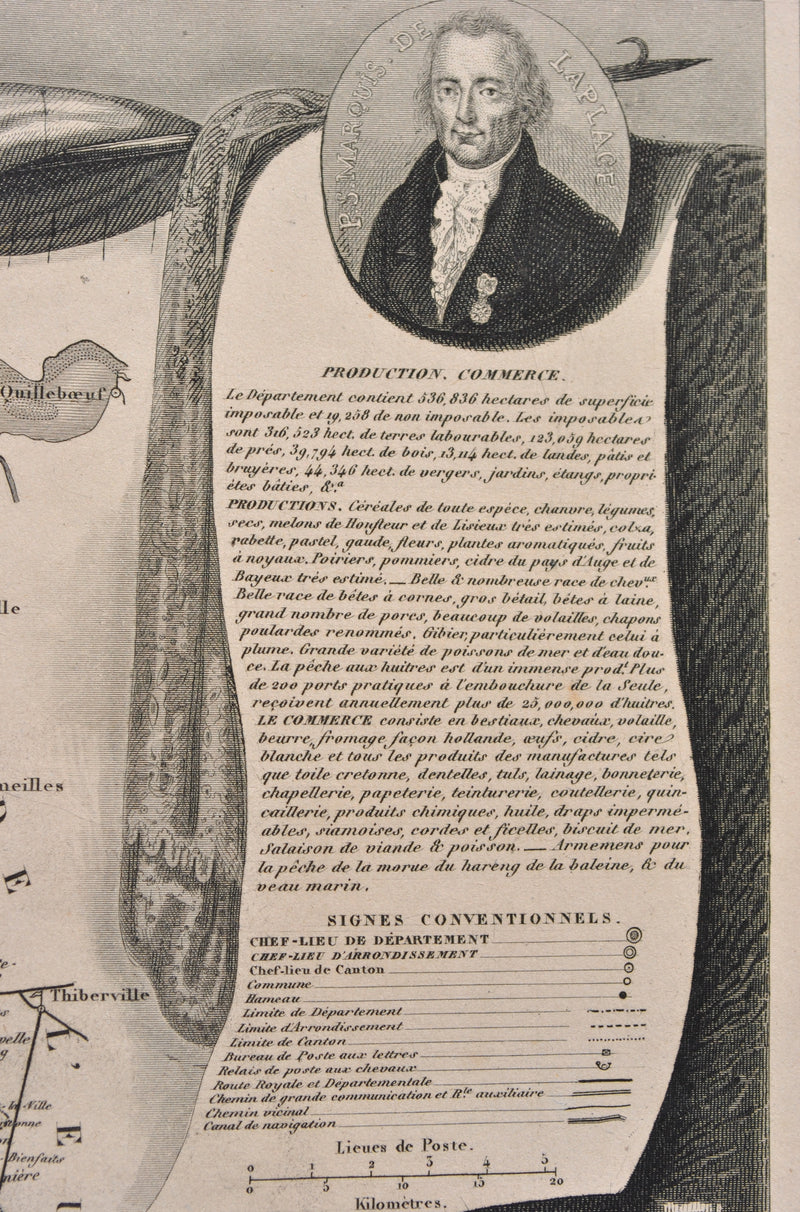 Victor LEVASSEUR : Carte ancienne du Calvados, Gravure originale (photo de détail 9) - Crédit photo : Galerie Art.Paris