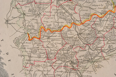 Victor LEVASSEUR : Carte ancienne du Cher, Gravure originale (photo de détail 7) - Crédit photo : Galerie Art.Paris