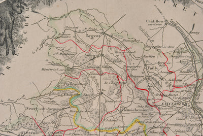 Victor LEVASSEUR : Carte ancienne du Cher, Gravure originale (photo de détail 9) - Crédit photo : Galerie Art.Paris
