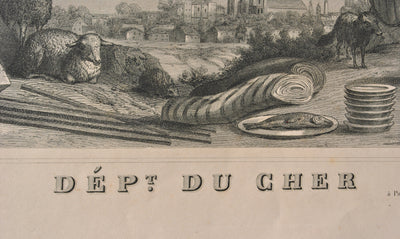 Victor LEVASSEUR : Carte ancienne du Cher, Gravure originale (photo de détail 3) - Crédit photo : Galerie Art.Paris