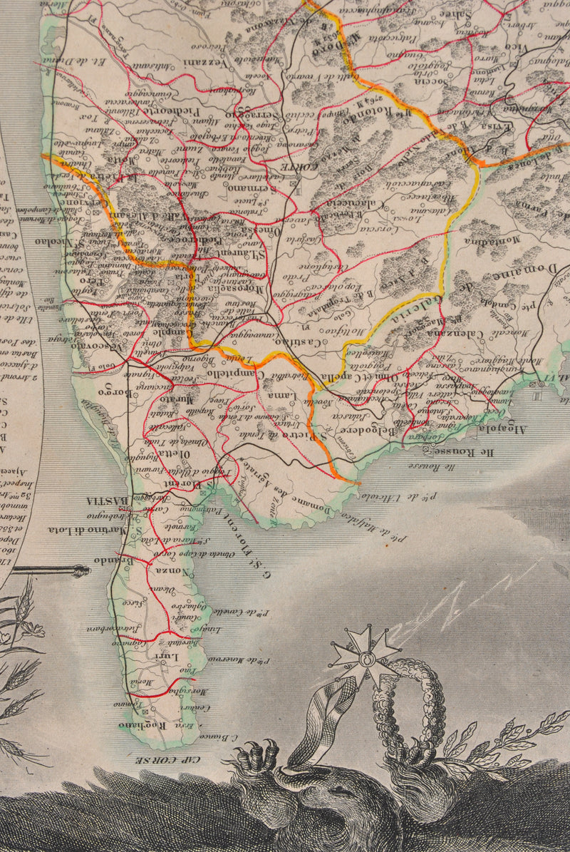 Victor LEVASSEUR : Carte ancienne de la Corse, Gravure originale (photo de détail 7) - Crédit photo : Galerie Art.Paris