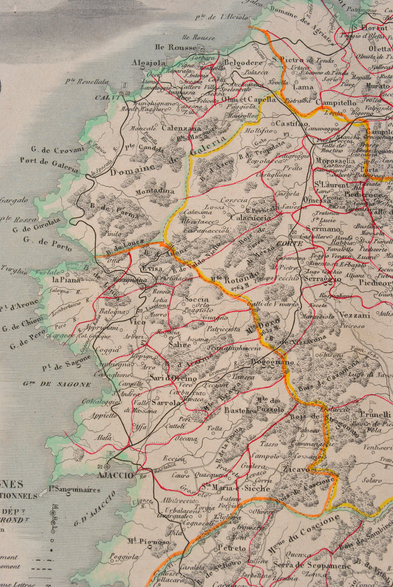 Victor LEVASSEUR : Carte ancienne de la Corse, Gravure originale (photo de détail 8) - Crédit photo : Galerie Art.Paris