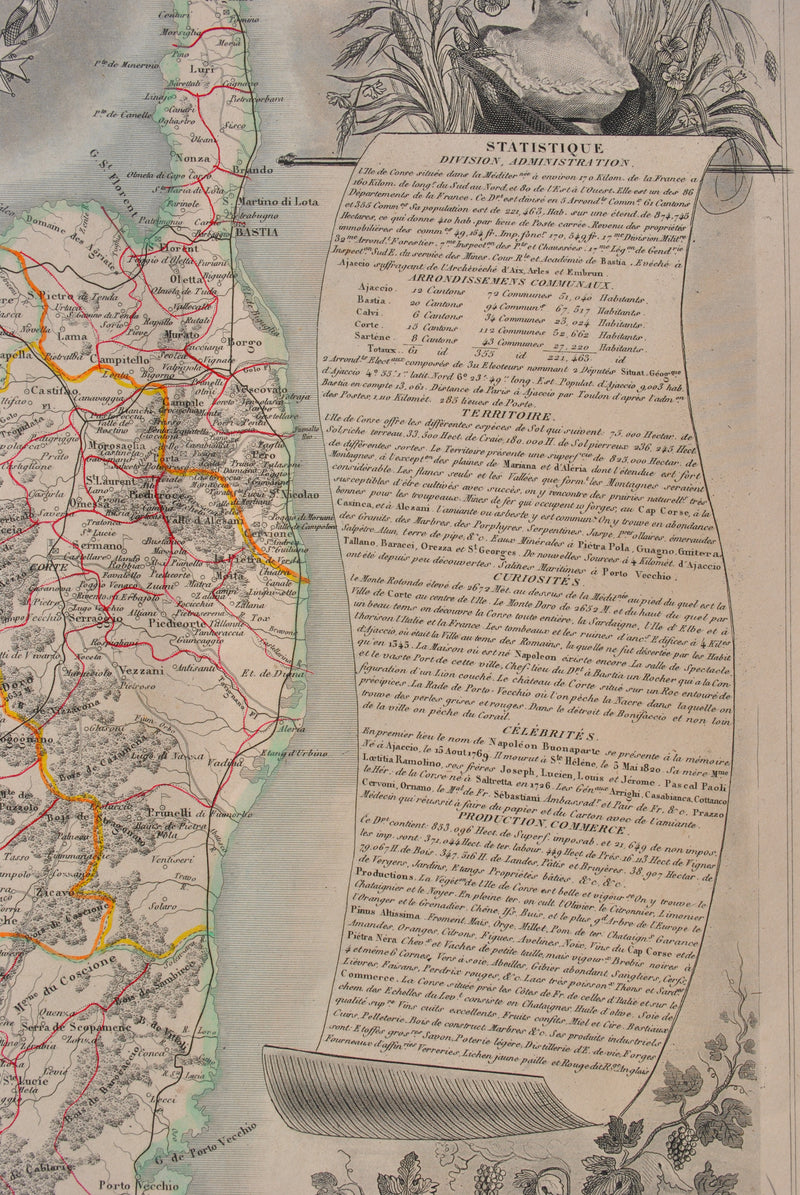 Victor LEVASSEUR : Carte ancienne de la Corse, Gravure originale (photo de détail 11) - Crédit photo : Galerie Art.Paris
