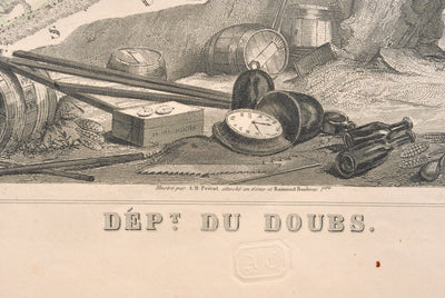 Victor LEVASSEUR : Carte ancienne du Doubs, Gravure originale (photo de détail 3) - Crédit photo : Galerie Art.Paris