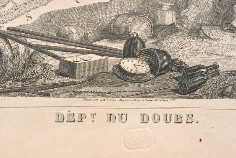 Victor LEVASSEUR : Carte ancienne du Doubs, Gravure originale (photo de détail 3) - Crédit photo : Galerie Art.Paris