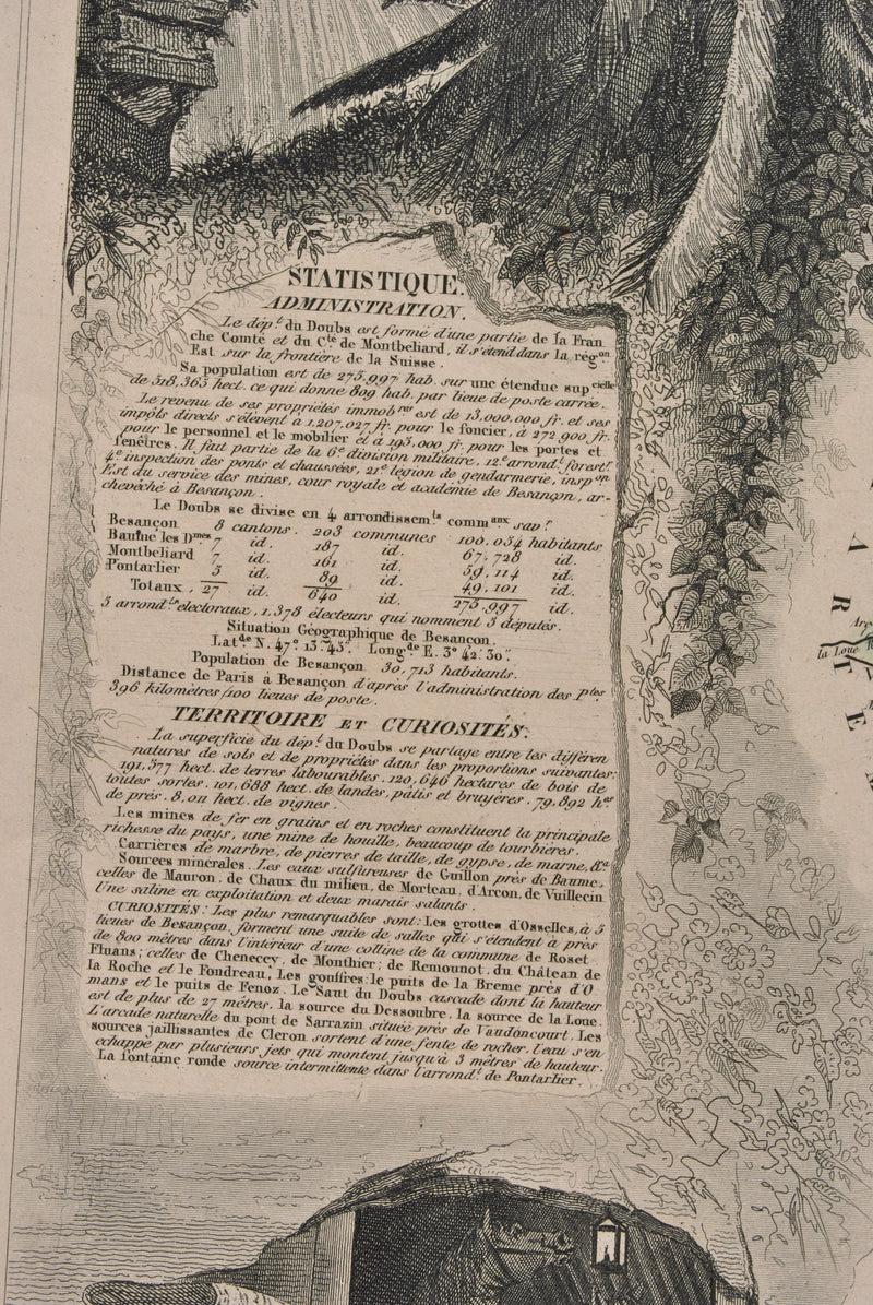 Victor LEVASSEUR : Carte ancienne du Doubs, Gravure originale (photo de détail 6) - Crédit photo : Galerie Art.Paris