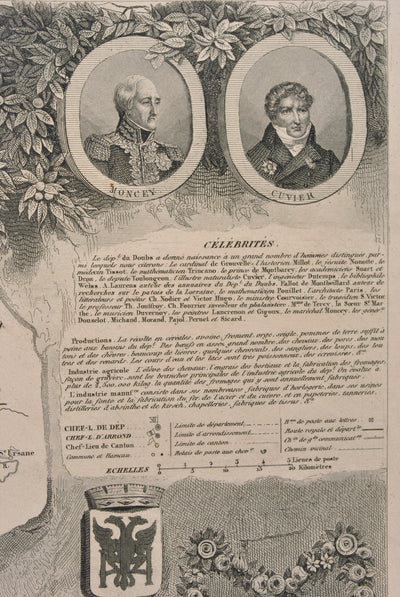 Victor LEVASSEUR : Carte ancienne du Doubs, Gravure originale (photo de détail 7) - Crédit photo : Galerie Art.Paris