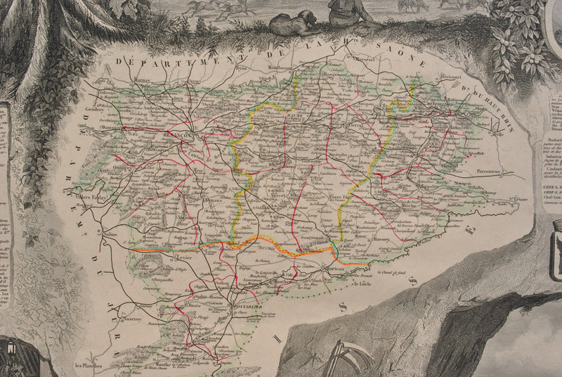 Victor LEVASSEUR : Carte ancienne du Doubs, Gravure originale (photo de détail 8) - Crédit photo : Galerie Art.Paris