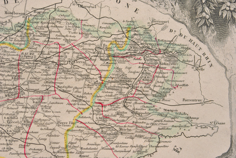 Victor LEVASSEUR : Carte ancienne du Doubs, Gravure originale (photo de détail 9) - Crédit photo : Galerie Art.Paris