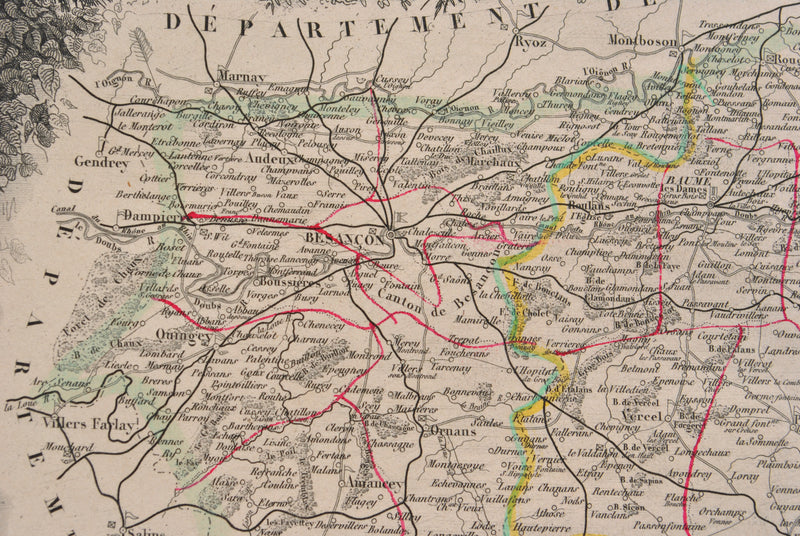 Victor LEVASSEUR : Carte ancienne du Doubs, Gravure originale (photo de détail 10) - Crédit photo : Galerie Art.Paris