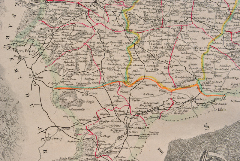 Victor LEVASSEUR : Carte ancienne du Doubs, Gravure originale (photo de détail 11) - Crédit photo : Galerie Art.Paris