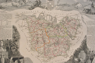 Victor LEVASSEUR : Carte ancienne de l'Eure, Gravure originale (photo de détail 7) - Crédit photo : Galerie Art.Paris