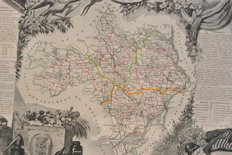 Victor LEVASSEUR : Carte ancienne du Gard, Gravure originale (photo de détail 8) - Crédit photo : Galerie Art.Paris