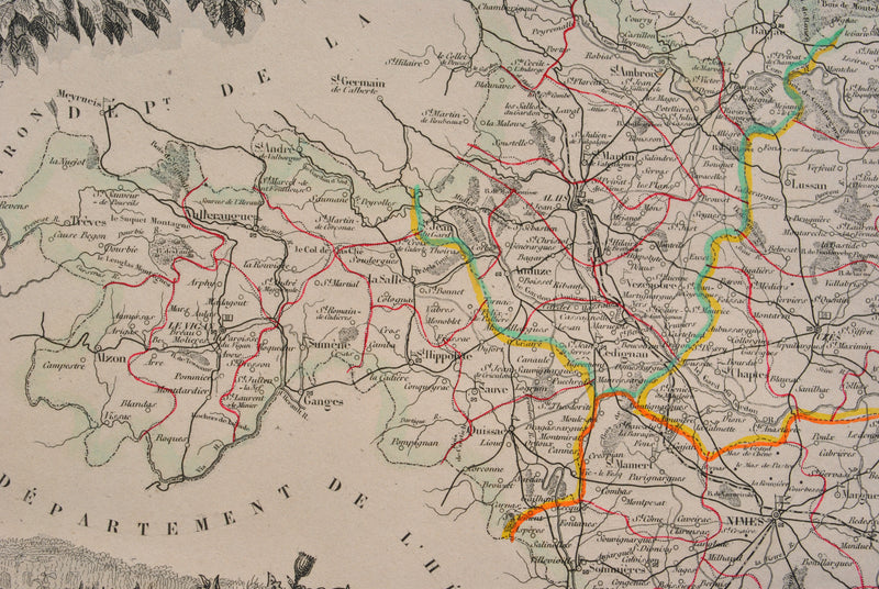 Victor LEVASSEUR : Carte ancienne du Gard, Gravure originale (photo de détail 11) - Crédit photo : Galerie Art.Paris