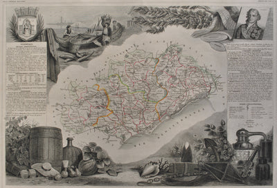 Victor LEVASSEUR : Carte ancienne  de l'Hérault, Gravure originale (photo de détail 2) - Crédit photo : Galerie Art.Paris