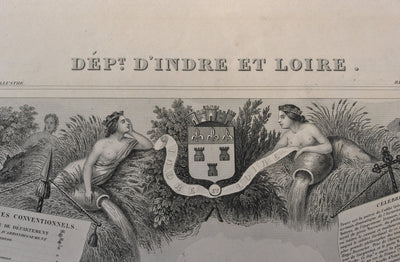 Victor LEVASSEUR : Carte ancienne  de l'Indre et Loire, Gravure originale (photo de détail 3) - Crédit photo : Galerie Art.Paris