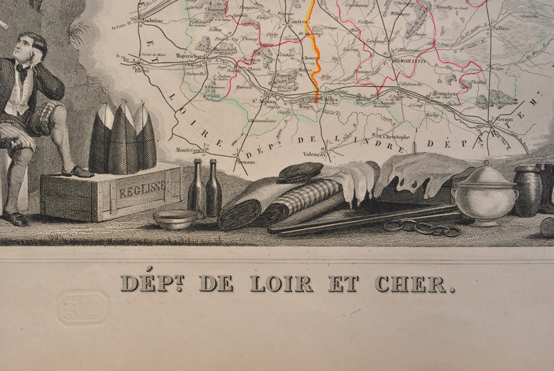 Victor LEVASSEUR : Carte ancienne du Loir et Cher, Gravure originale (photo de détail 3) - Crédit photo : Galerie Art.Paris