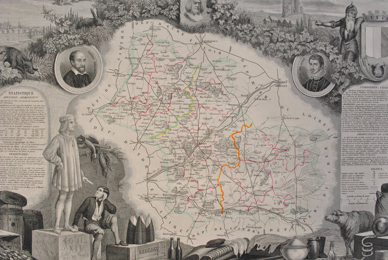 Victor LEVASSEUR : Carte ancienne de la Loire, Gravure originale (photo de détail 6) - Crédit photo : Galerie Art.Paris