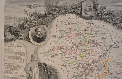 Victor LEVASSEUR : Carte ancienne de la Loire, Gravure originale (photo de détail 8) - Crédit photo : Galerie Art.Paris