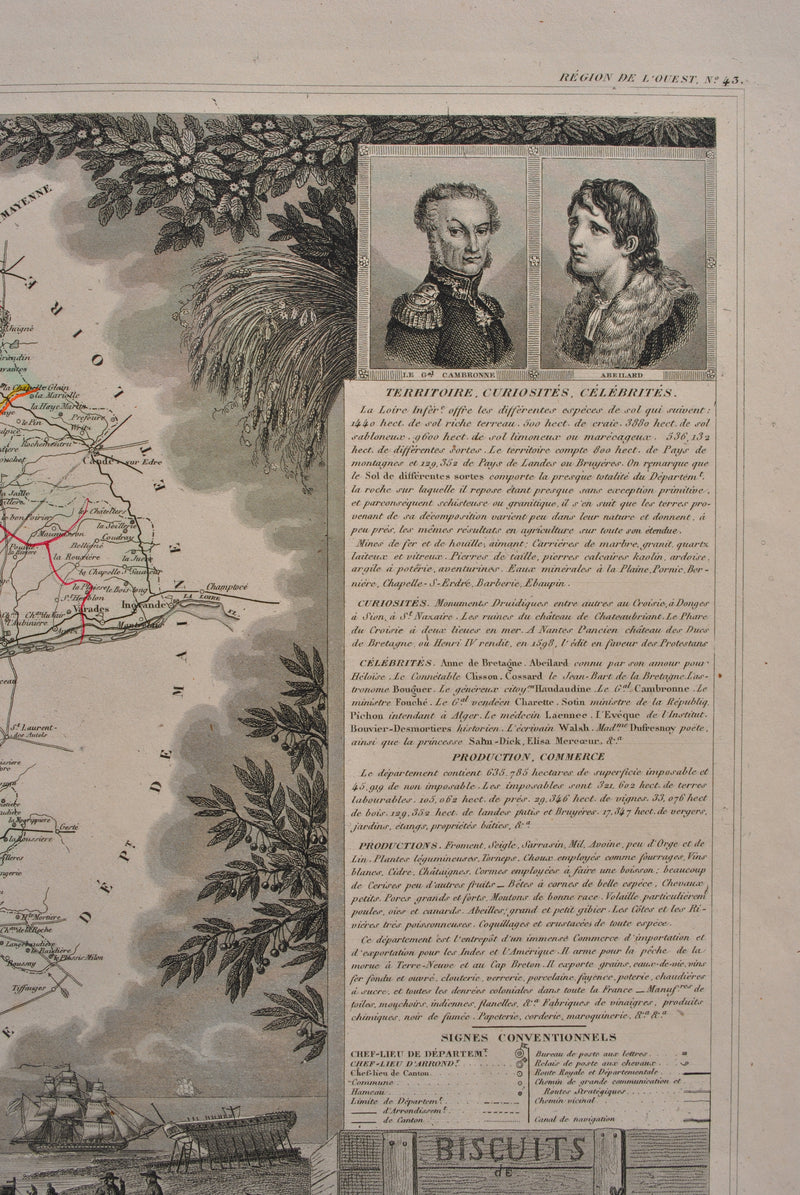 Victor LEVASSEUR : Carte ancienne de la Haute Loire, Gravure originale (photo de détail 6) - Crédit photo : Galerie Art.Paris