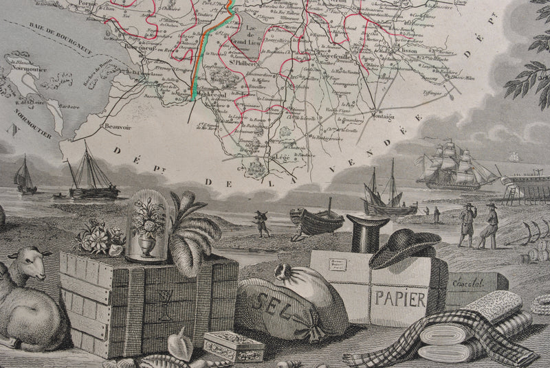 Victor LEVASSEUR : Carte ancienne de la Haute Loire, Gravure originale (photo de détail 10) - Crédit photo : Galerie Art.Paris