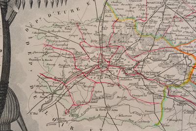 Victor LEVASSEUR : Carte ancienne du Loiret, Gravure originale (photo de détail 7) - Crédit photo : Galerie Art.Paris