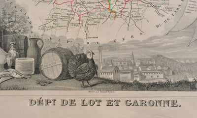 Victor LEVASSEUR : Carte ancienne du Lot et Garonne, Gravure originale (photo de détail 3) - Crédit photo : Galerie Art.Paris