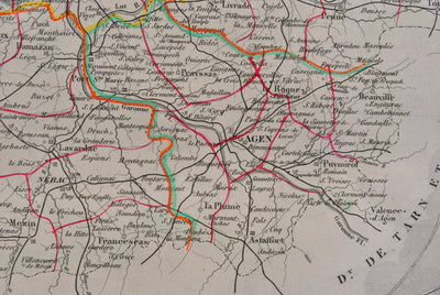 Victor LEVASSEUR : Carte ancienne du Lot et Garonne, Gravure originale (photo de détail 13) - Crédit photo : Galerie Art.Paris