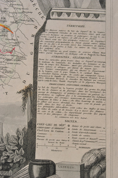 Victor LEVASSEUR : Carte ancienne de la Lozère, Gravure originale (photo de détail 6) - Crédit photo : Galerie Art.Paris