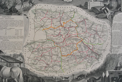 Victor LEVASSEUR : Carte ancienne de Maine et Loire, Gravure originale (photo de détail 9) - Crédit photo : Galerie Art.Paris