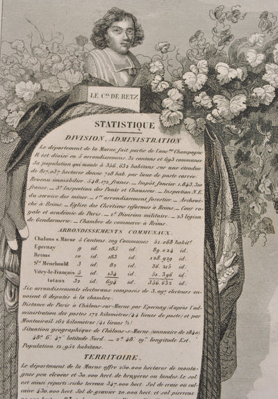 Victor LEVASSEUR : Carte ancienne de la Marne, Gravure originale (photo de détail 12) - Crédit photo : Galerie Art.Paris