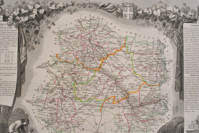 Victor LEVASSEUR : Carte ancienne de la Marne, Gravure originale (photo de détail 7) - Crédit photo : Galerie Art.Paris