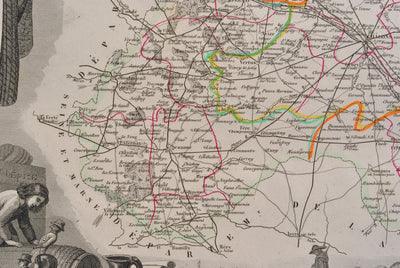 Victor LEVASSEUR : Carte ancienne de la Marne, Gravure originale (photo de détail 11) - Crédit photo : Galerie Art.Paris