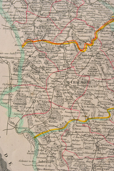 Victor LEVASSEUR : Carte ancienne de la Haute Marne, Gravure originale (photo de détail 10) - Crédit photo : Galerie Art.Paris