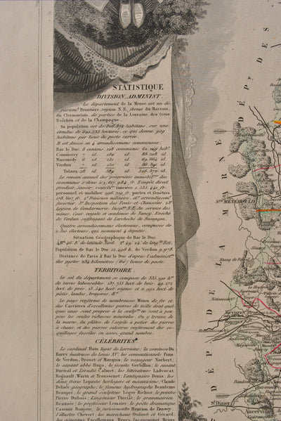 Victor LEVASSEUR : Carte ancienne de la Meuse, Gravure originale (photo de détail 7) - Crédit photo : Galerie Art.Paris