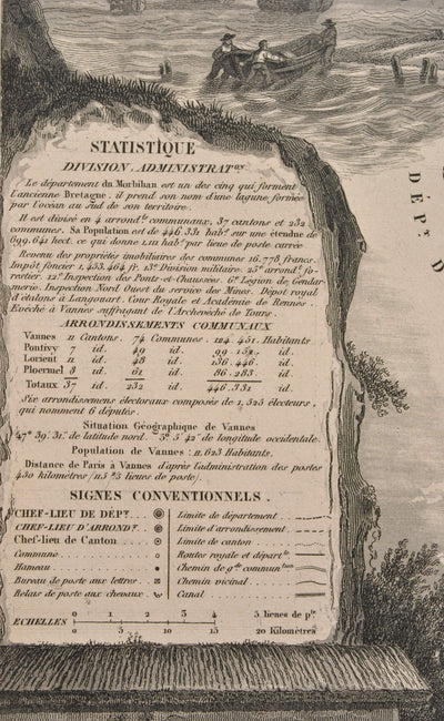 Victor LEVASSEUR : Carte ancienne du Morbihan, Gravure originale (photo de détail 10) - Crédit photo : Galerie Art.Paris