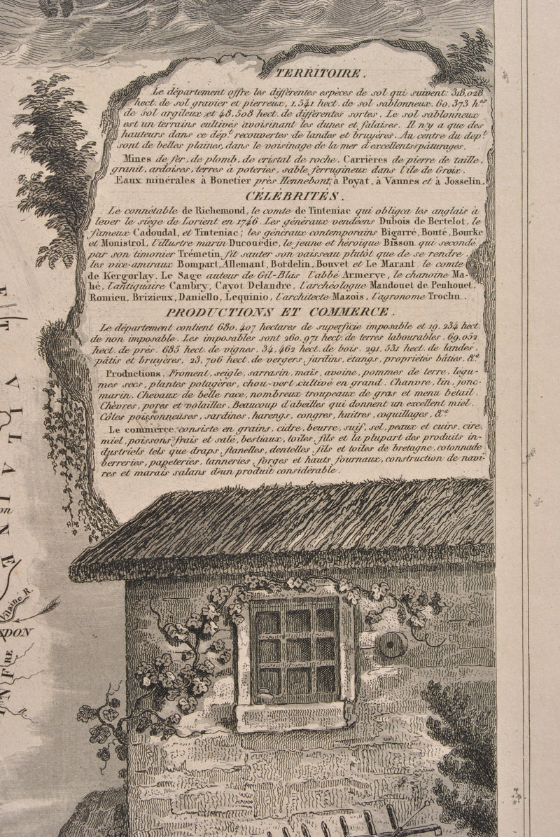 Victor LEVASSEUR : Carte ancienne du Morbihan, Gravure originale (photo de détail 11) - Crédit photo : Galerie Art.Paris