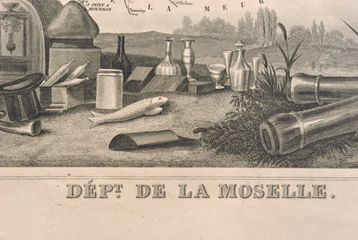 Victor LEVASSEUR : Carte ancienne de la Moselle, Gravure originale (photo de détail 3) - Crédit photo : Galerie Art.Paris